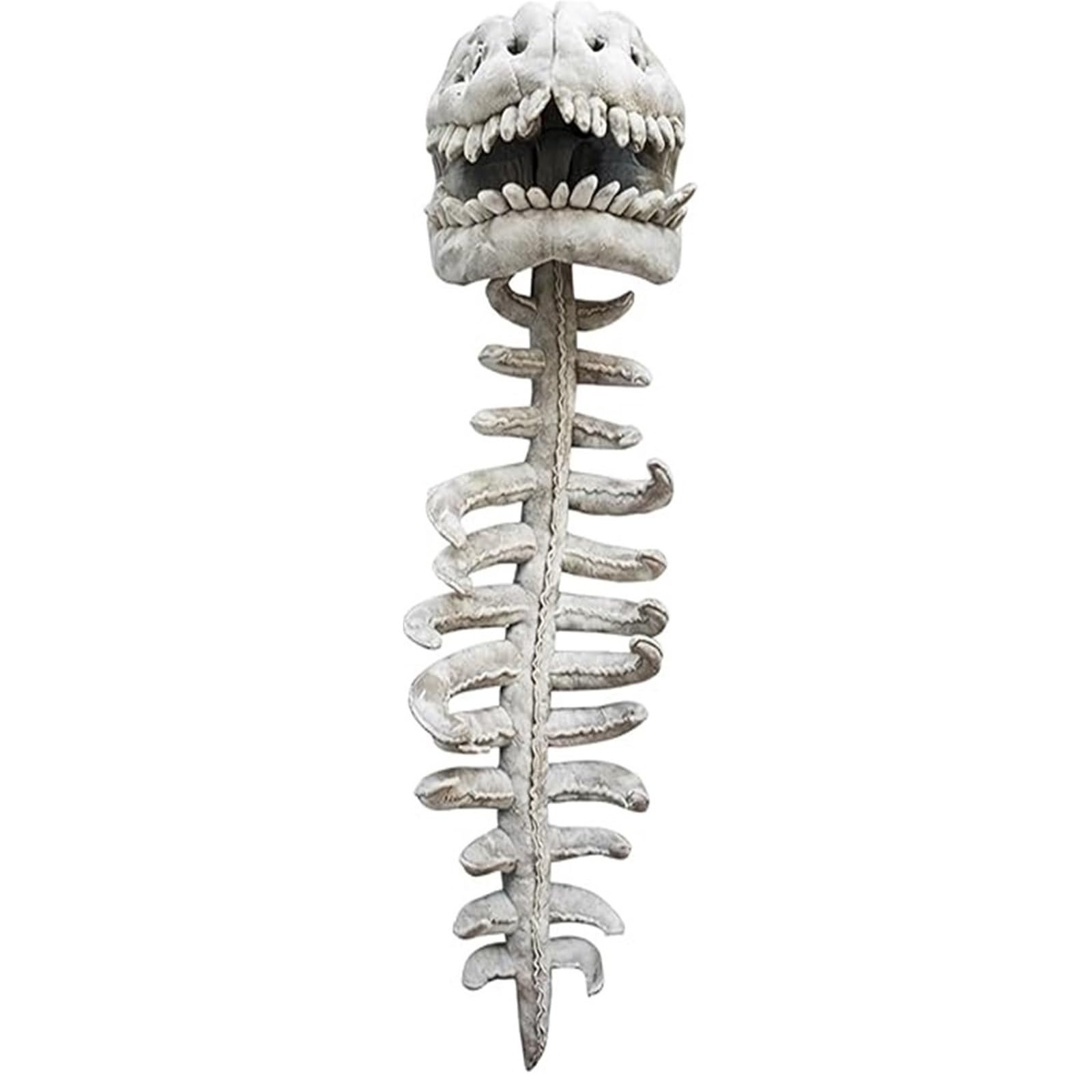 ANQKYO Dinosaur Skeleton Headgear Pillow Dinosaur Skeleton Costume, 3D Spinosaurus Skull Mask & Plush Spine, For Dress-Up Play(Grey,29.5 inch)