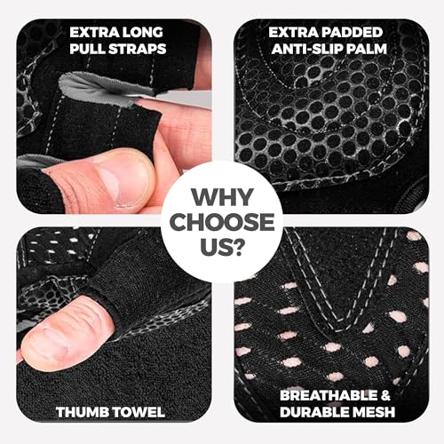 MhIL Workout Gloves for Men – Comfortable Gym Gloves for Men with Enhanced Grip for Safety and Hand Protection – Weight Lifting Protection with Wrist Wraps Support for Performance Boost and Style