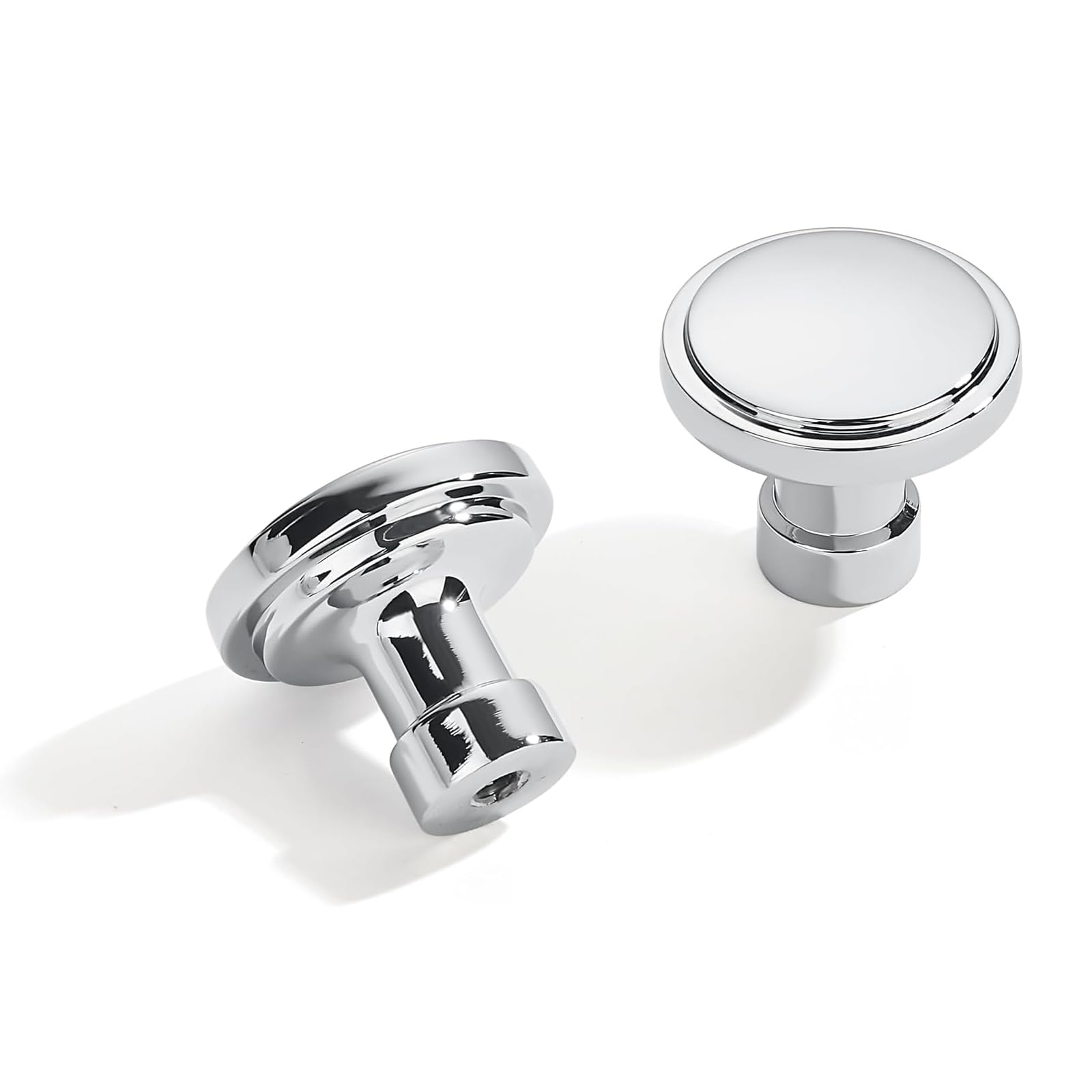 10 Pack Knob Polished Chrome Cabinet Knobs Solid Heavy Duty Knobs Drawers Bi-Fold Door Knob Cabinet Hardware for Kitchens Bathroom