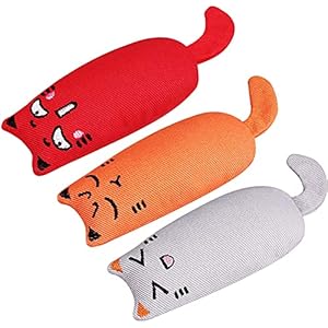 Bojafa Cat Catnip Toys 3 Pack Interactive Cat Teeth Cleaning Plush Toys for Indoor Cats Kitten- Creative Scratch Chewing…