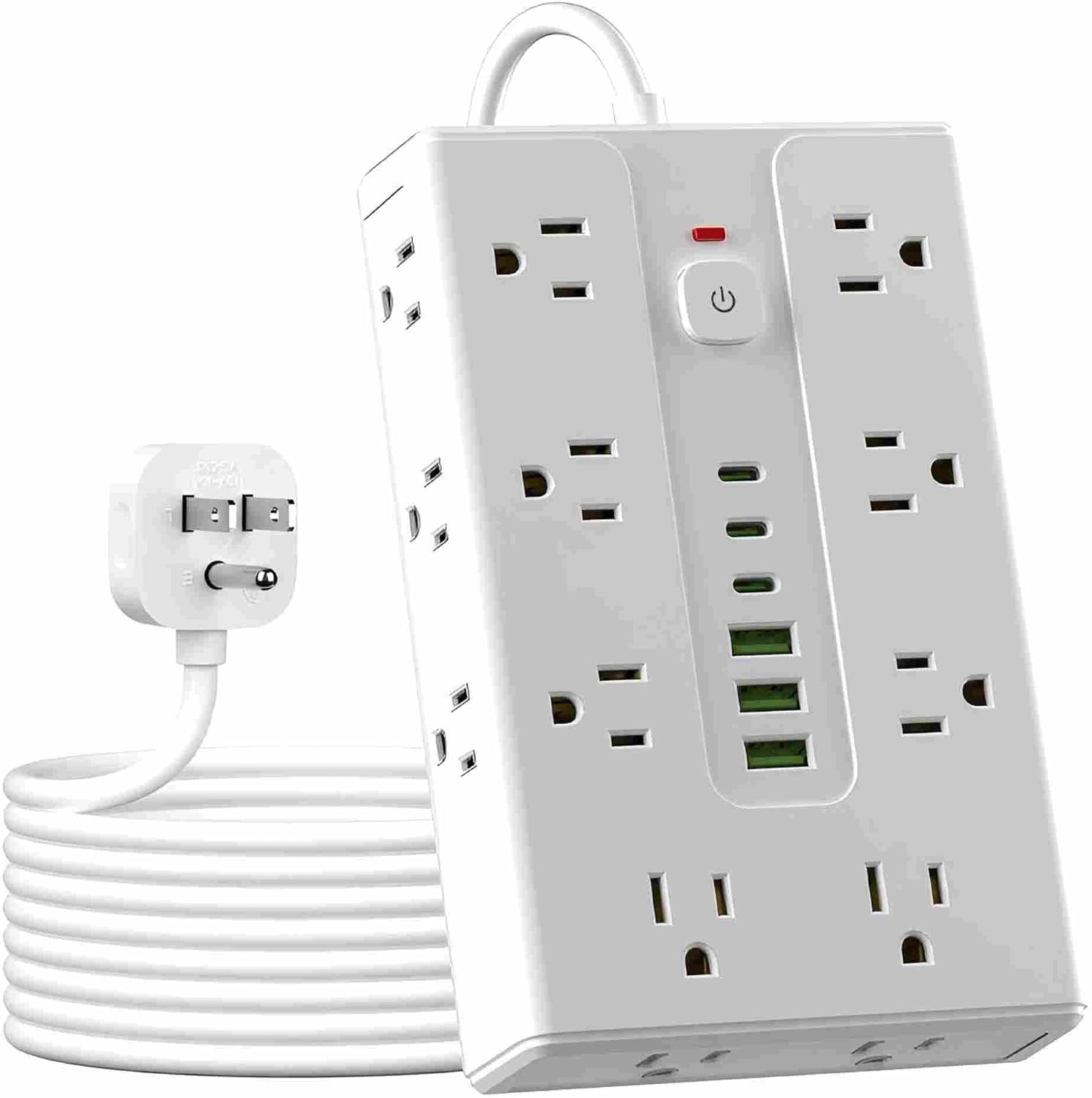 Power Board Surge Protector with 16 sockets, Equipped with 3 USB A and 3 USB C Ports, Suitable for Various Devices, Including Home, Office, and Dormitory (black6.5FT) thumbnail