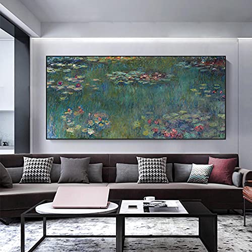 Peinture lotus style chinois pour salon zen et lumineux sans cadre KEBIA