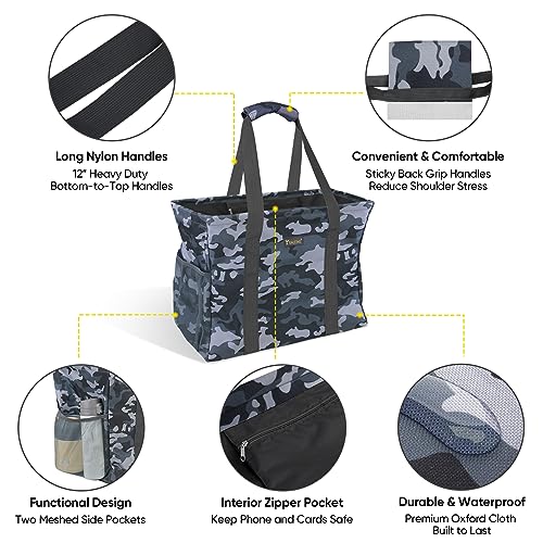 image for BALEINE Extra Large Utility Tote Bag with Wire Frame for Storage (Grey