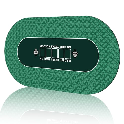 FURUISEN 70 x 35 Inch Texas Hold'em Poker Mat for Table, Portable Poker Table Top with Smooth Premium Surface, Noise Reduction, and Carrying Case for Professional Poker Games Casino Games