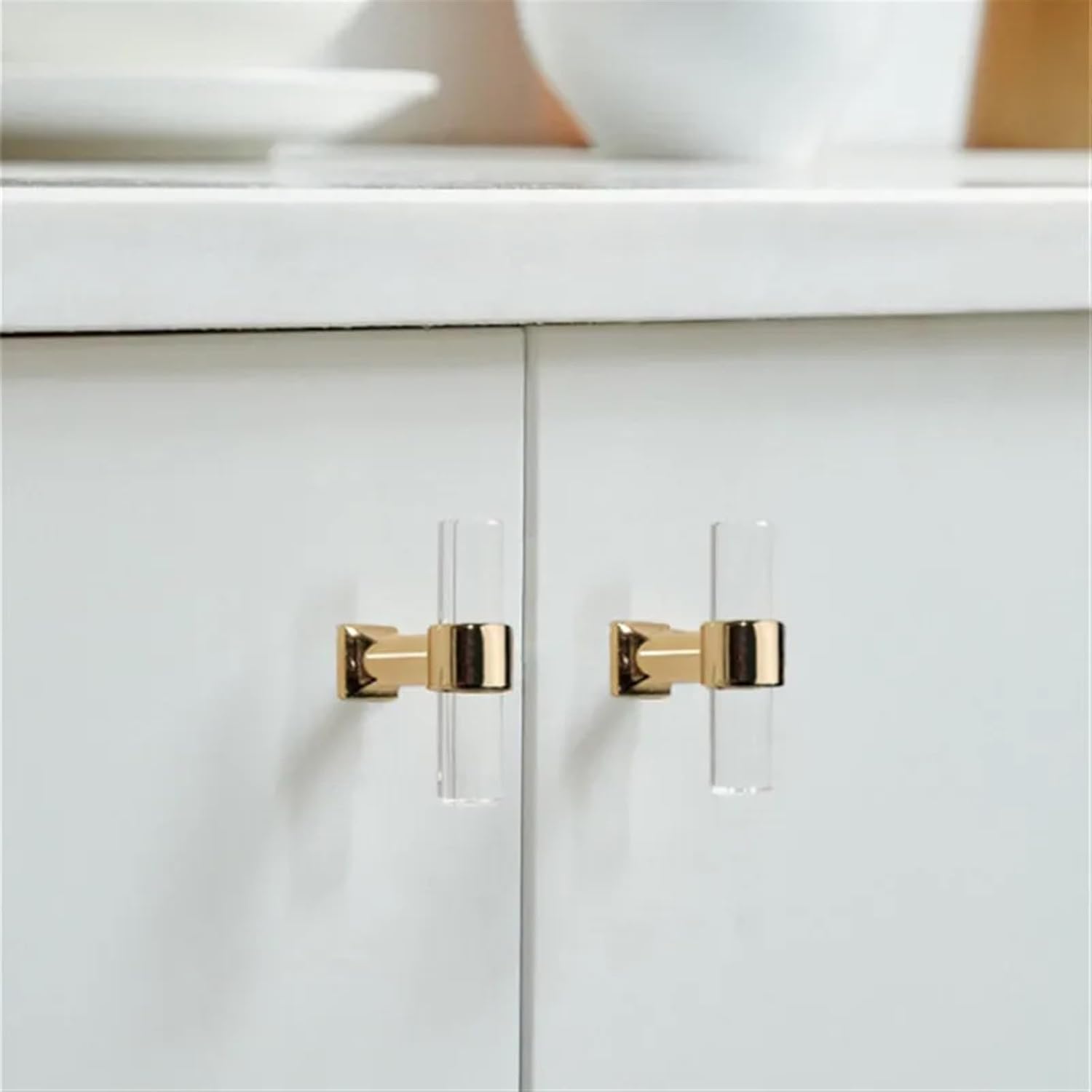 Acrylic Crystal Kitchen Cabinet Pulls Shoe Cupboard Drawer Knobs Gold T Shape Dresser Door Handles Furniture Hardware 1Pcs (Color : Chrome 192mm)