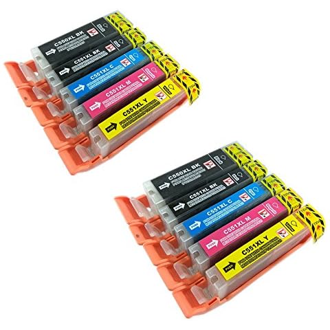 PerfectPrint Compatible Ink Cartridge Replacement for Canon Pixma iP7200 iP7250 iP8750 iX6850 MG5450 MG5550 MG5650 MG6350 MG6450 MG6600 MG6650 MG7150 MG7550 MX725 MX925 550/551 XL (BK/C/M/Y, 10-pack) Cover