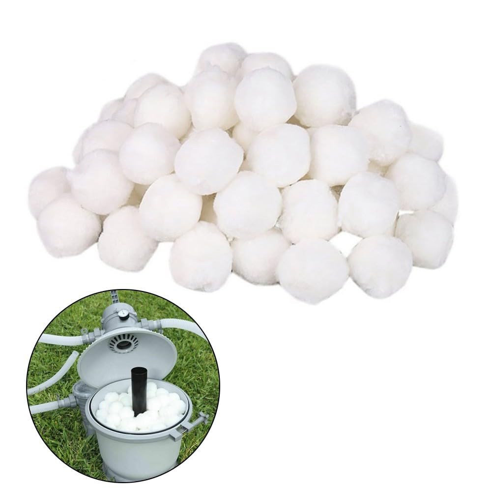 EasyByMall Balles filtrantes de piscine de rechange en fibre pour filtres à sable de piscine, médias de filtration réutilisables de 40 mm, 500 g