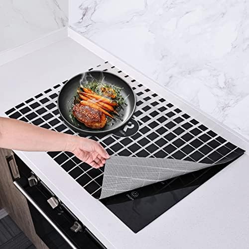 2 PCS Induction Cooktop Mat - Induction Hob Protector- (Magnetic) Cooktop Scratch Protector - for Induction Stove ,Multifunctional Silicone Mats by KitchenRaku (20cm, Black)