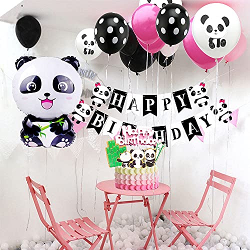 Laventy 28 Pcs Panda Birthday Decoration For Girl Panda Birthday Balloon Panda Birthday Party Supplies For Girl Panda Cake Decoration Panda Birthday Banner For Girl #TOP4