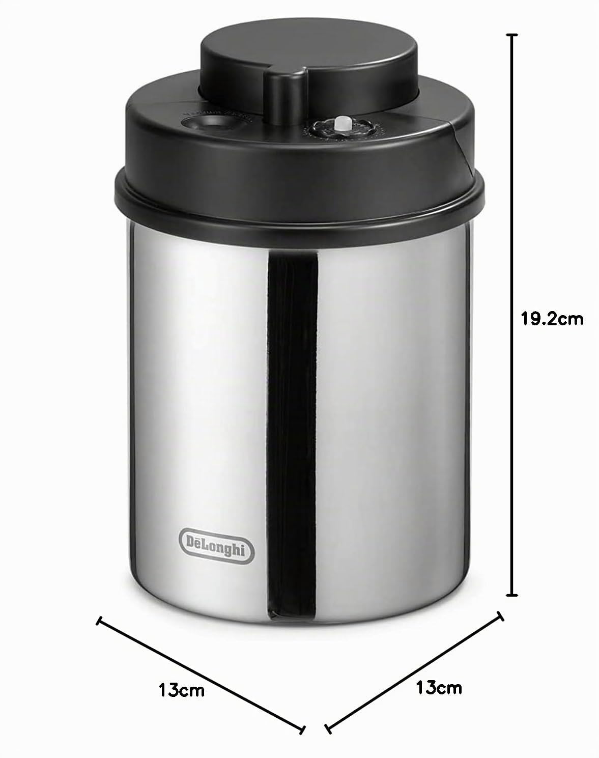 De'Longhi Vacuum Canister, Contenitore Sottovuoto per Conservare il Caffè con Indicatore di Qualità Incorporato, Accessori Caffè per Chicchi o Macinato, Capacità 1300 ml, DLSC063