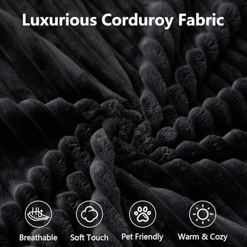 Image of 140 inch Sectional Cloud Couch for Living Room, Stupendous U Shaped Sofas, Modular Floor Deep-Seat Sofa, Big Comfy Corduroy Couches Set with Fluffy Memory Foam, No Assembly Required, Black