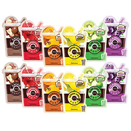 MEDIHEAL Ade Facial Sheet Mask Combo 12 Pack - 6 Types of Fresh Ade Mask, Hypoallergenic Tencel Sheet, Nourishing, Moisturizing, Clearing, Firming, Pore Tightening, Soothing