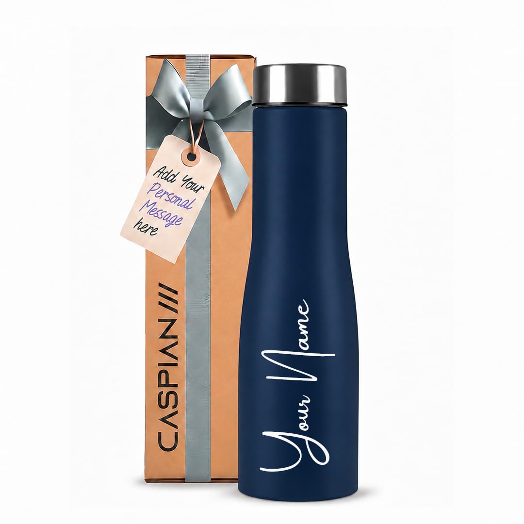 Caspian Aqua Customised Stainless Steel Water Bottle 1L, Blue with Logo Print - Personalised Water Bottle with Your Name Print for Kids Boys Girls School Office Gym- Perfect for Corporate Gifting-picture-10