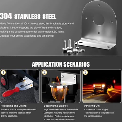 Soporte de acero inoxidable para luces LED de coche y todoterreno resistente 7