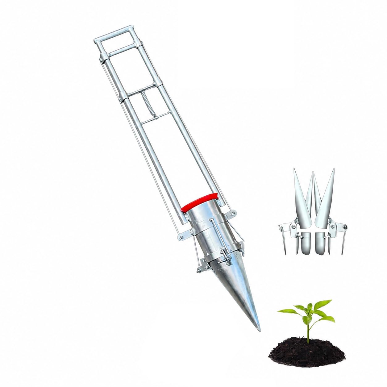 Vegetable Young Plant Manual Plant Transplanter, Vegetable Seedling Transplanter with Seedling Protection Bowl, 3-Opening Planting Tool for No-Bend Vegetable Seedling and Bulb Planting In Garden
