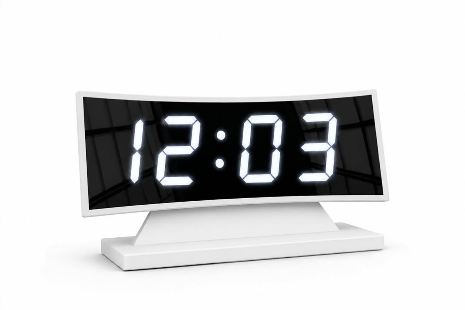 Mirror Faced Curve Screen LED Alarm Clock with Large White Display, Adjustable Brightness, Automatic Night Mode, 12/24H Time Format, Temperature Display, Snooze Function, Memory Power-image-26