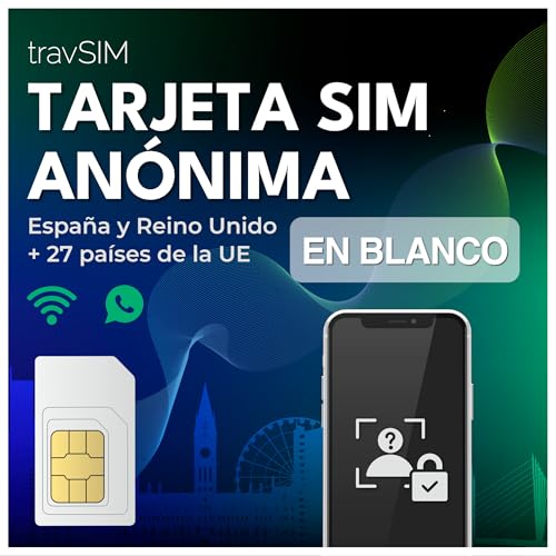 Tarjeta SIM Anónima travSIM | Ya Activa | Compra un Plan Personalizado | Se Puede Utilizar en el Reino Unido y en más de 30 países de la UE | 100% prepago | SIM Recargable