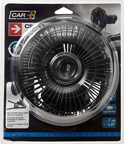 CAR+ Clip-On Portable Fan for Cars Vans suvs Trucks 12V Cigarette Plug