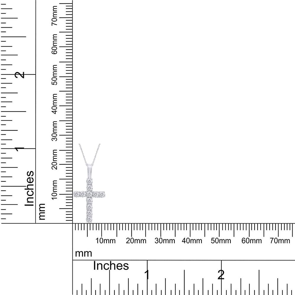 SAVEARTH DIAMONDS 1/3 Round Cut Lab Created Moissanite Diamond Cross Tennis Pendant Necklace 14k Gold Over Sterling Silver Jewelry For Women With 18" Chain (VVS1 Clarity 0.33 Cttw) - Image 5