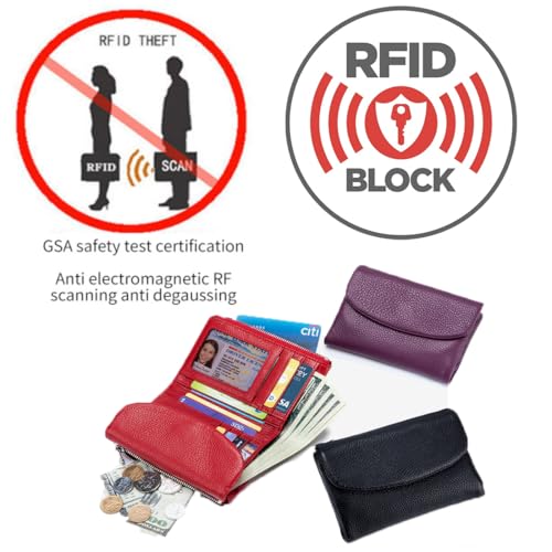 Precious Unisex Pebble Real Leather Wallet, Soft Small Leather Wallet for Women, RFID Anti-theft and Waterproof Purse (#30)3