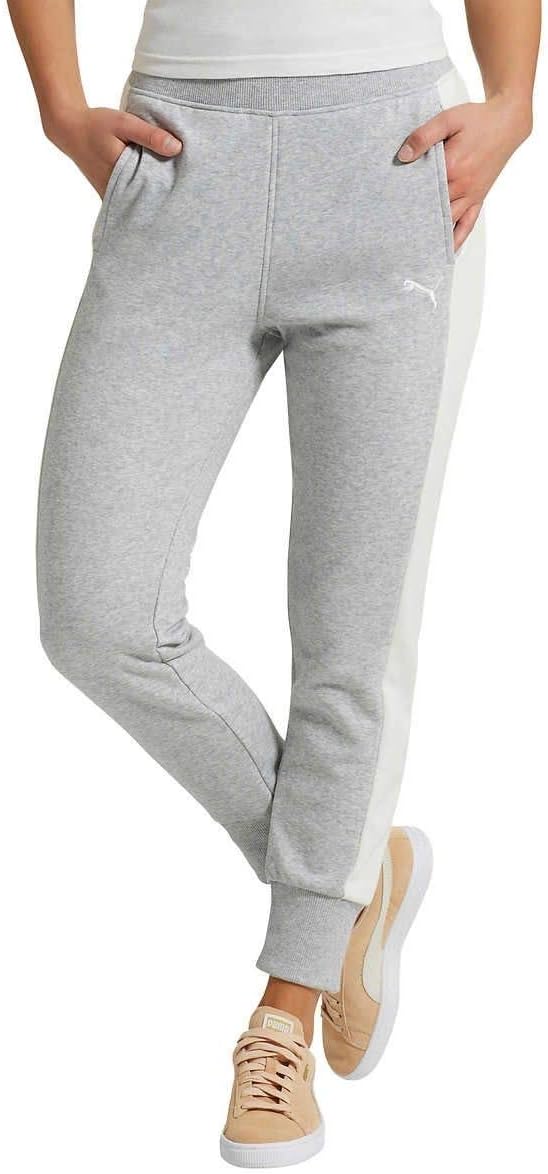 PUMA Women's Sweat Jogger Pants (Light Grey Heather, Small)