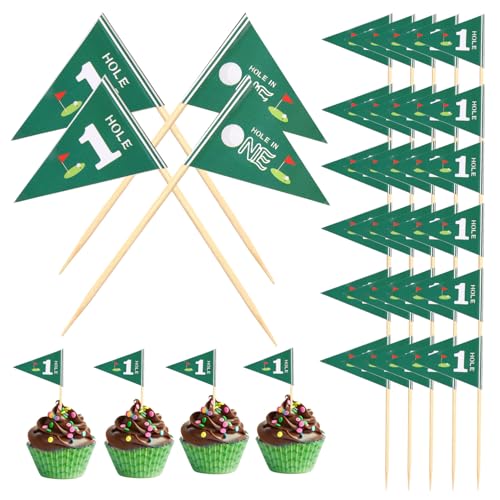 50pcs Golf Toothpick Flags, Mini Themed Cocktail Picks, Cupcake Toppers,