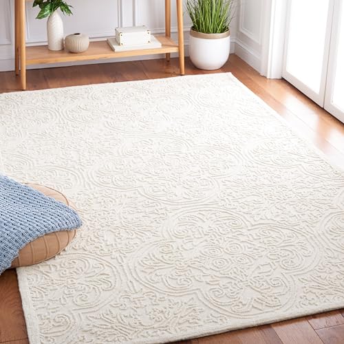 SAFAVIEH Trace Collection Area Rug - 5' x 8', Ivory, Handmade Woo...