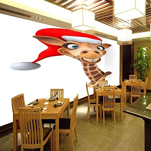 Papier peint salon moderne girafe pour masquer les défauts d'un mur TV