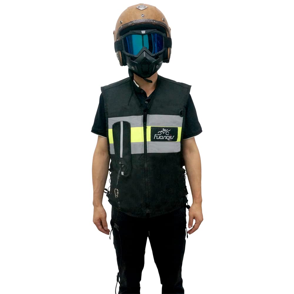 flyastar Motorcycle airbag Vest Moto Racing Professional Advanced airbag system motocross protective zipped reflective jakcet (XXL, Black)