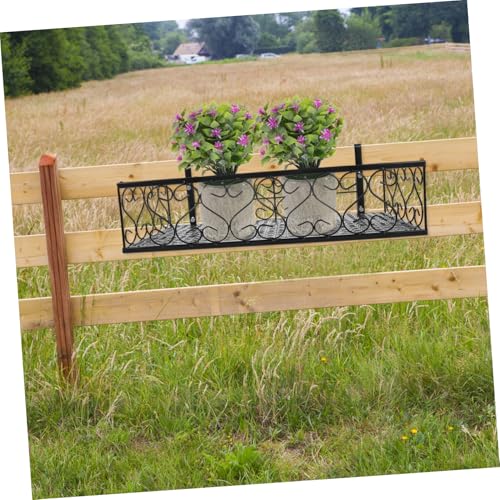 Portavaso da balcone in metallo, 50 x 25 x 12 cm, resistente alle intemperie, supporto per fiori da appendere, nero, per risparmiare spazio, giardinaggio e fette