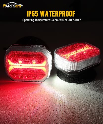 Image of Partsam Wireless Trailer Light Kit, Portable Magnetic Tail Lights for Towing, Stop Brake Turn Signal License Plate Tail Lights with Strong Magnets Suction Cup 7-Pin Plug for Trucks Trailers 12-24V