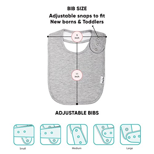 Premium, Organic Cotton Toddler Bibs, Unisex 5-Pack Extra Large Baby Bibs For Boys And Girls By Kiddystar, Perfect Baby Shower Item For Feeding, Drooling And Teething, Adjustable 5 Positions (Slate) #TOP5
