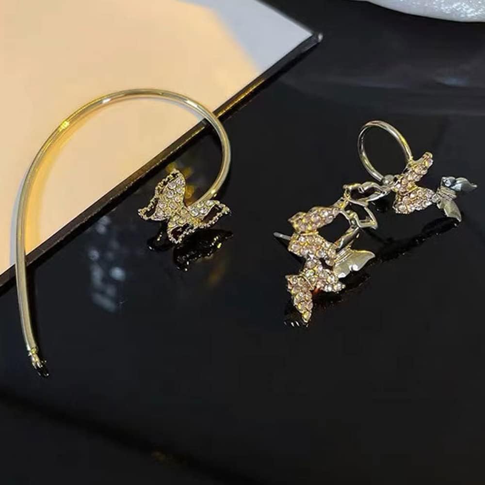 Missgrace Fashion Elf Ear Earring Cuffs Studs Earrings Elf Butterfly Cosplay Cuffs Wrap Earrings for Fairy Ears Costume Cosplay Wedding Earrings Jewelry for Women 1 Pair (Gold) - Image 6