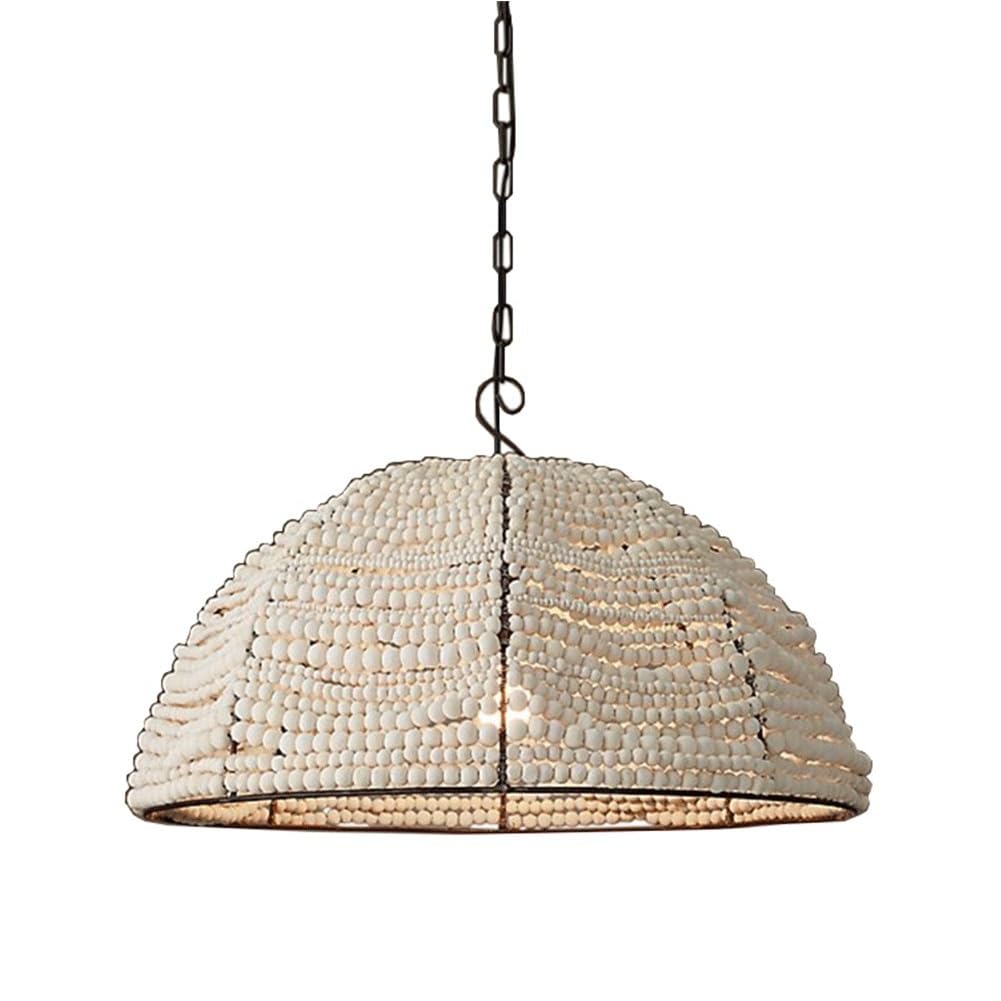 LYMSXAZOU Chandelier Wood Beaded Retro Semicircle Pendant Light American Style Creative Farmhouse Hanging Lamp Ceiling Lighting Fixture for Restaurant Bar Bedroom Living Room Hallway (Color :