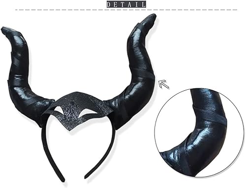 Miniatura 6 de IBTOM CASTLE Disfraz de Halloween para niñas, disfraz de bruja de tul negro, cuernos, diadema, alas, disfraz de carnaval