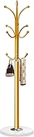 Vista 28 de Perchero de metal con base de mármol natural, perchero independiente, árbol de pasillo resistente con 12 ganchos para colgar ropa, bolsos, bufandas