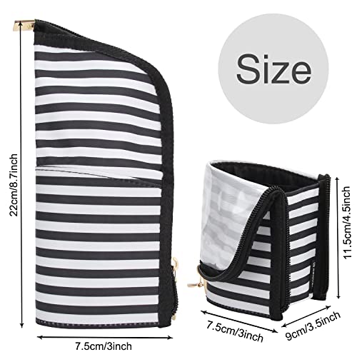 Makeup Brush Case Travel Makeup Brush Holder Portable Makeup Brush Bag Professional Cosmetic Bag Artist Storage Bag Essentials Stand-Up Foldable Makeup Cup (Stripe-1, Small) #TOP3