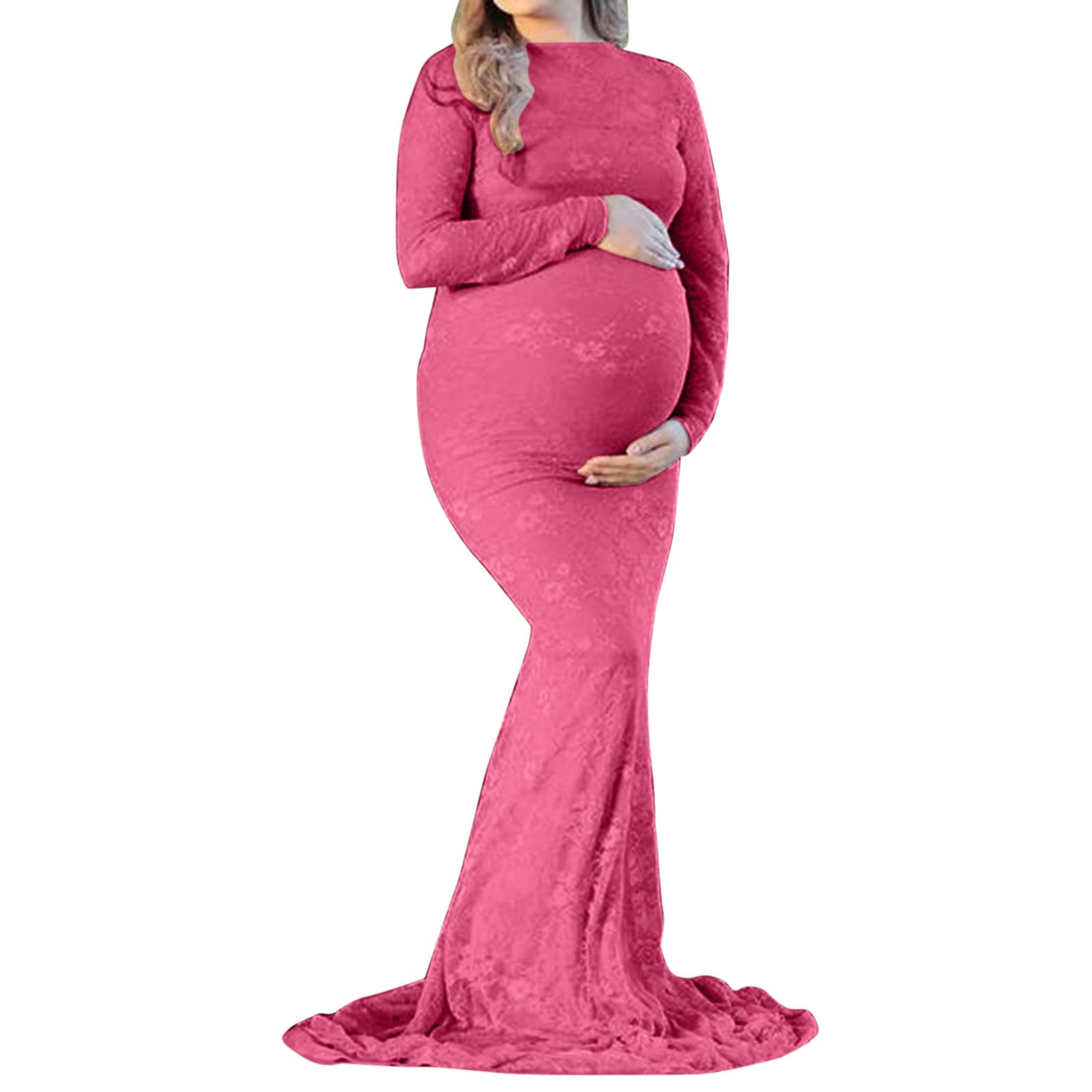 Generisch Abito da allattamento in pizzo per gravidanza, per servizi fotografici, con elastico in vita e accesso adatto all'allattamento, adatto per abbigliamento premaman da donna, taglie dalla S