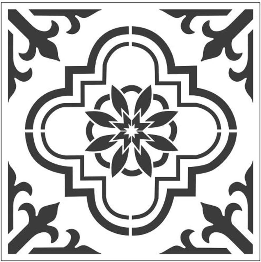2pcs Moroccan Pattern Reusable Tile Stencils 12 x 12 Inch Template for Painting Floor Cement Wall Furniture Wood DIY Home Décor Art Craft