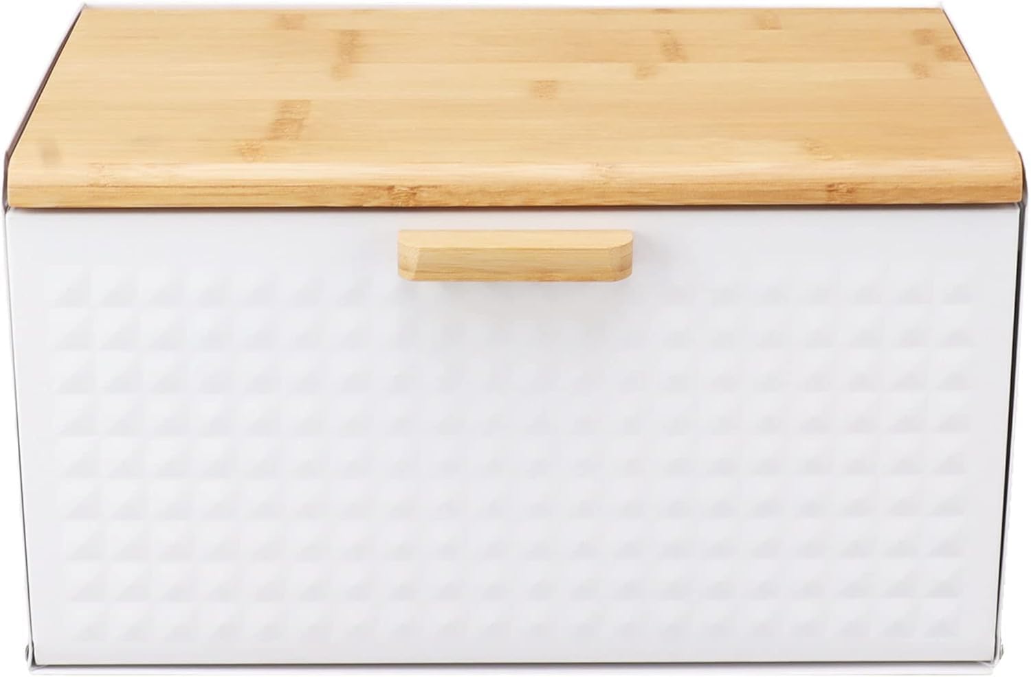 Grande Scatola per Il Pane in Legno con Struttura in Ferro, 35,5x21,5x20 Cm, Elegante Contenitore da Cucina per Il Pane Fresco, Ideale per Panettieri Casalinghi E Amanti del Cibo White