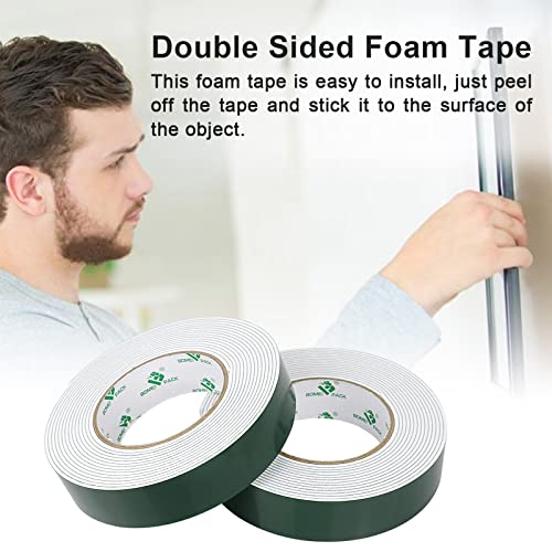 Image of BOMEI PACK 1.18inch x 16.4ft Double Sided White Foam Tape for Automotive, Molding, LED, Sealing, for Home, Office | 2mm Thick, 2 Rolls