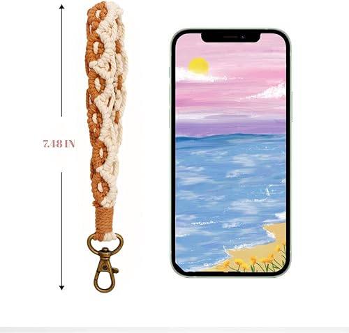 Miniatura 2 de Llavero de macramé para mujer, cordón de muñeca para llaves de coche, bonitos llaveros bohemios, pulsera para niñas