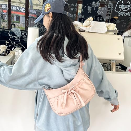 Elegant Butterfly Bows Nylon Shoulder Bag Lightweight Dumpling Purse Crossbody Purses for Women4