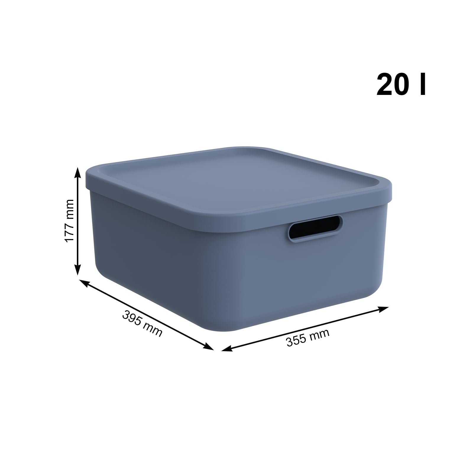 Rotho Albula 3er-Set Aufbewahrungsbox mit Deckel 1x55l +2x20l Kunststoff (PP recycelt) (Blau)