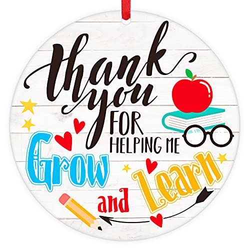 FaCraft Teacher Gifts,Teacher Appreciation Gifts for Women,Thank You for Helping me Grow Ornament Gifts for Teacher, Valentines Day Gifts for Teacher,Thank You Gift for Teacher from Students