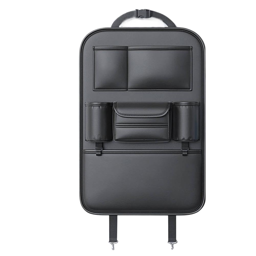 Organizador para asiento trasero de coche, multifuncional, de cuero PU, ahorro de espacio, bolsa de almacenamiento para asiento trasero, Protector, alfombrilla para patadas