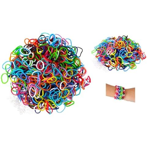 Loom Bandz - Rainbow Colours - Colourful Assortment 600 Count & 25 Clips Cover