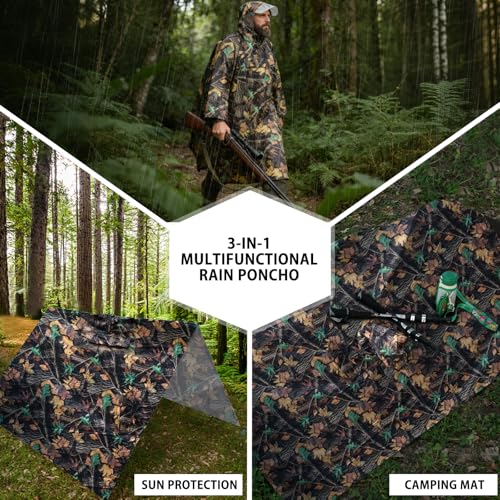 Image of Andake Waterproof Rain Poncho for Adults Unisex,230T Ripstop Polyester,Raincoat Gear with Transparent Viewing Window Outdoors