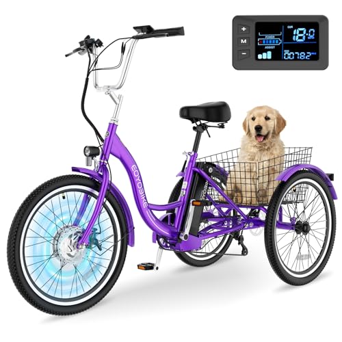 MOONCOOL Electric Tricycle for Adults, 350W 36V Electric Trike Motorized Three Wheel Electric Bicycle, 7 Speeds 3 Wheels Adult Electric Tricycle with Large Basket Up to 60Miles