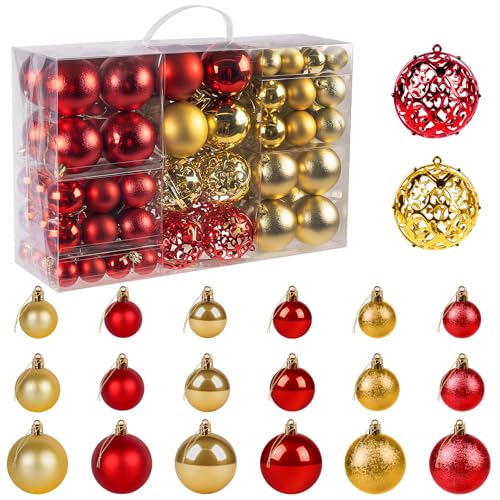 Homewit 100-teilig Weihnachtskugeln Weihnachtsdeko Set,...